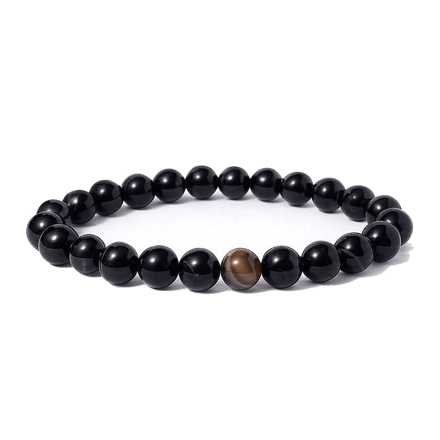 Black Agate Gemstone Stretch Bracelet