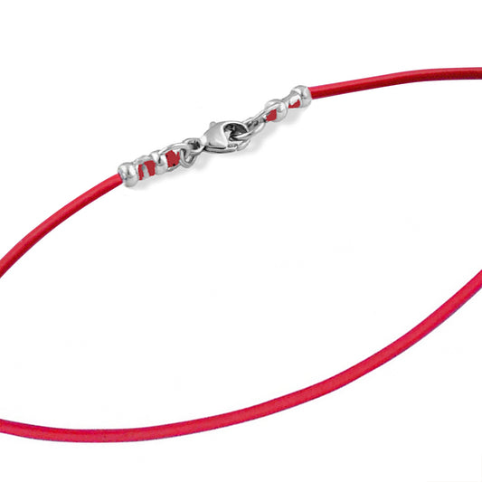 2mm Red Leather Cord Necklace with Sterling Silver Lobster Clasp
