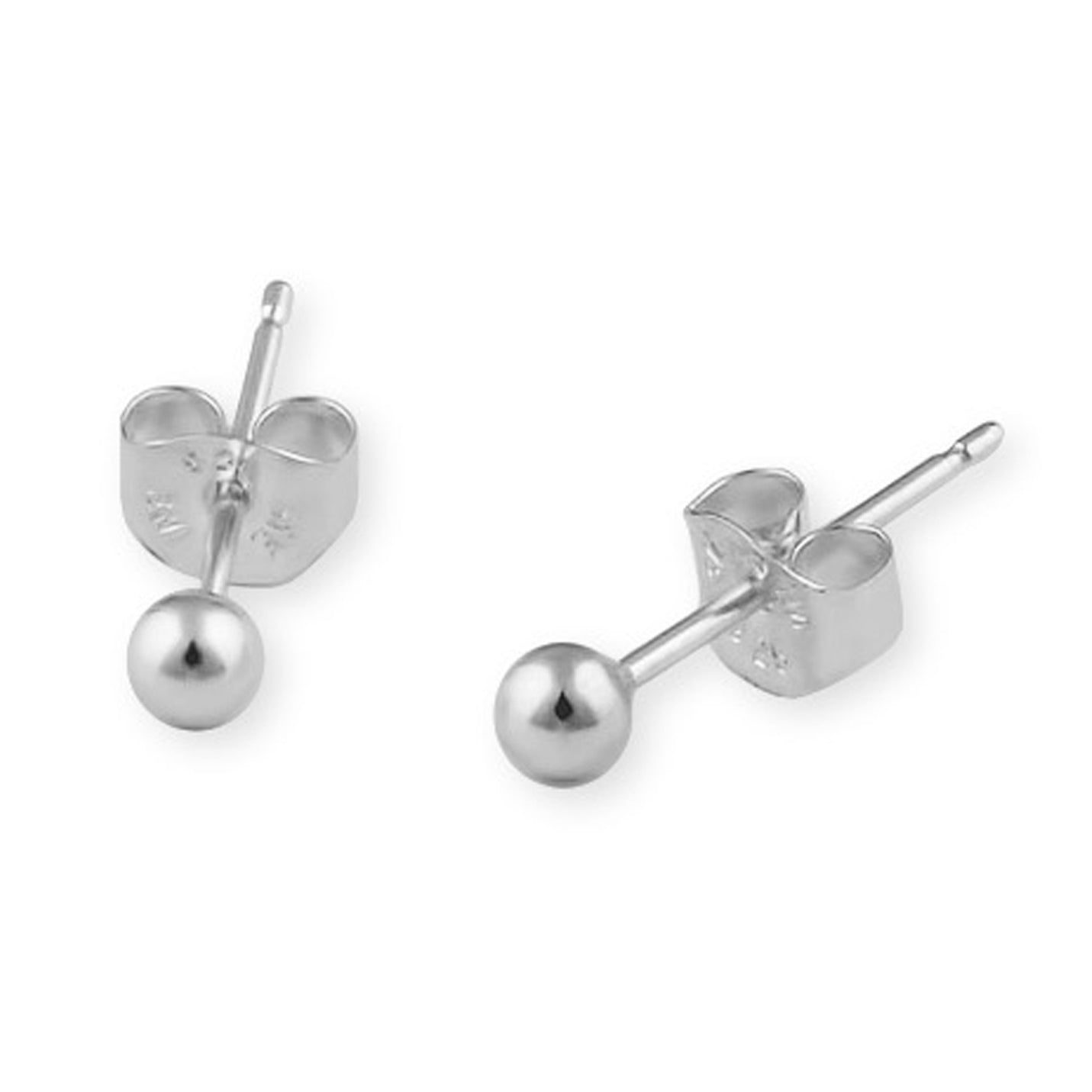 Sterling Silver 3mm Round Ball Stud Earrings