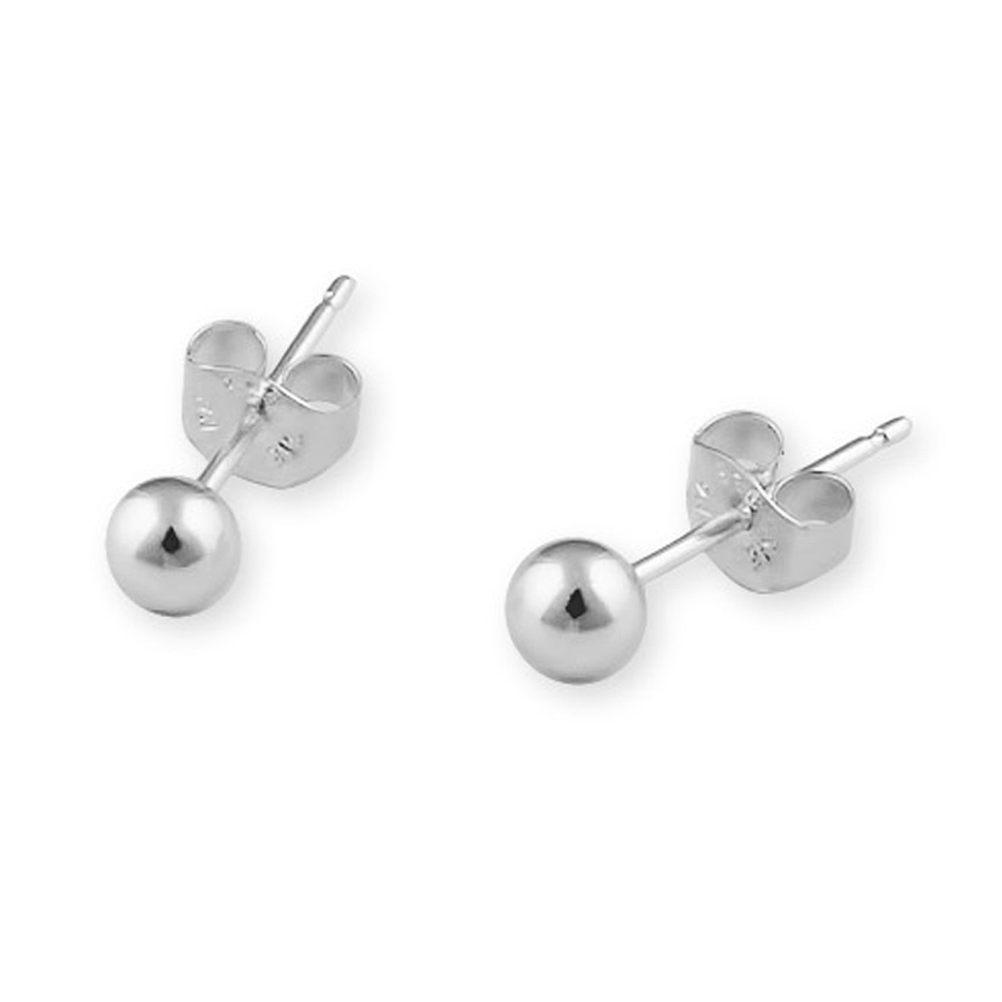 Sterling Silver 4mm Round Ball Stud Earrings