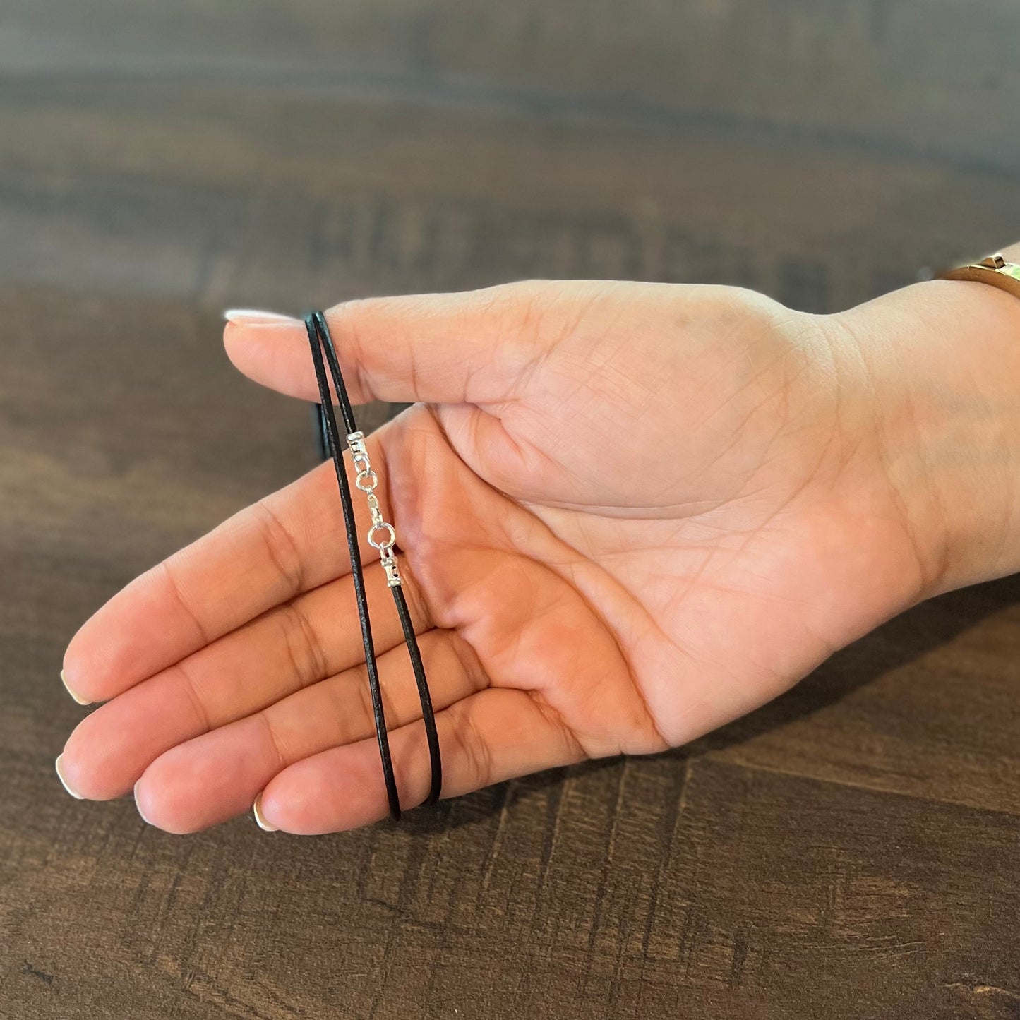 2mm Black Leather Cord Necklace with Sterling Silver Lobster Clasp