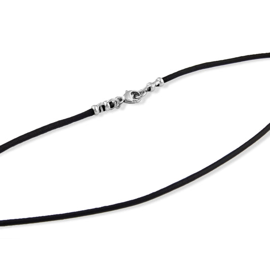 2mm Black Leather Cord Necklace with Sterling Silver Lobster Clasp